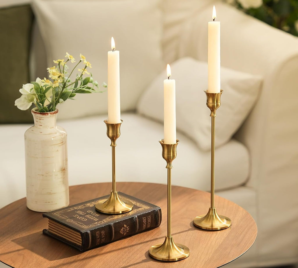 Gold Taper Candle Holder Set