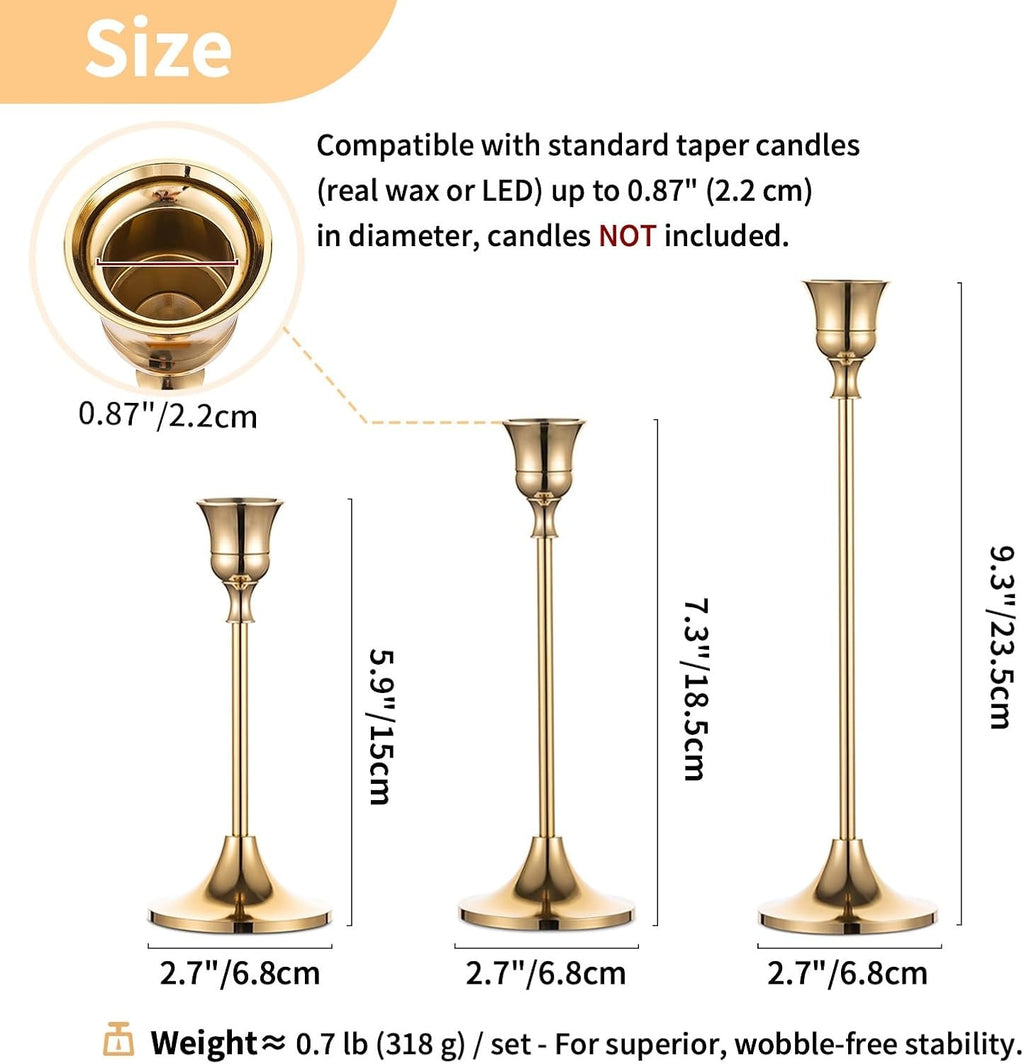 Gold Taper Candle Holder Set